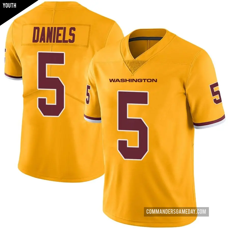 Youth Washington Commanders ＃5 Jayden Daniels Gold Limited Color Rush Jersey