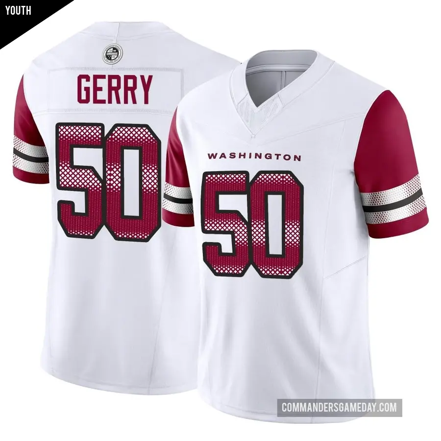 Youth Washington Commanders ＃50 Nate Gerry White Limited Vapor F.U.S.E. Jersey