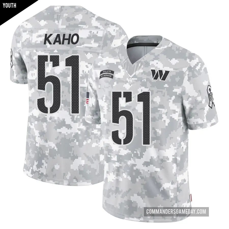Youth Washington Commanders ＃51 Ale Kaho Arctic Camo Limited 2024 Salute to Service Jersey