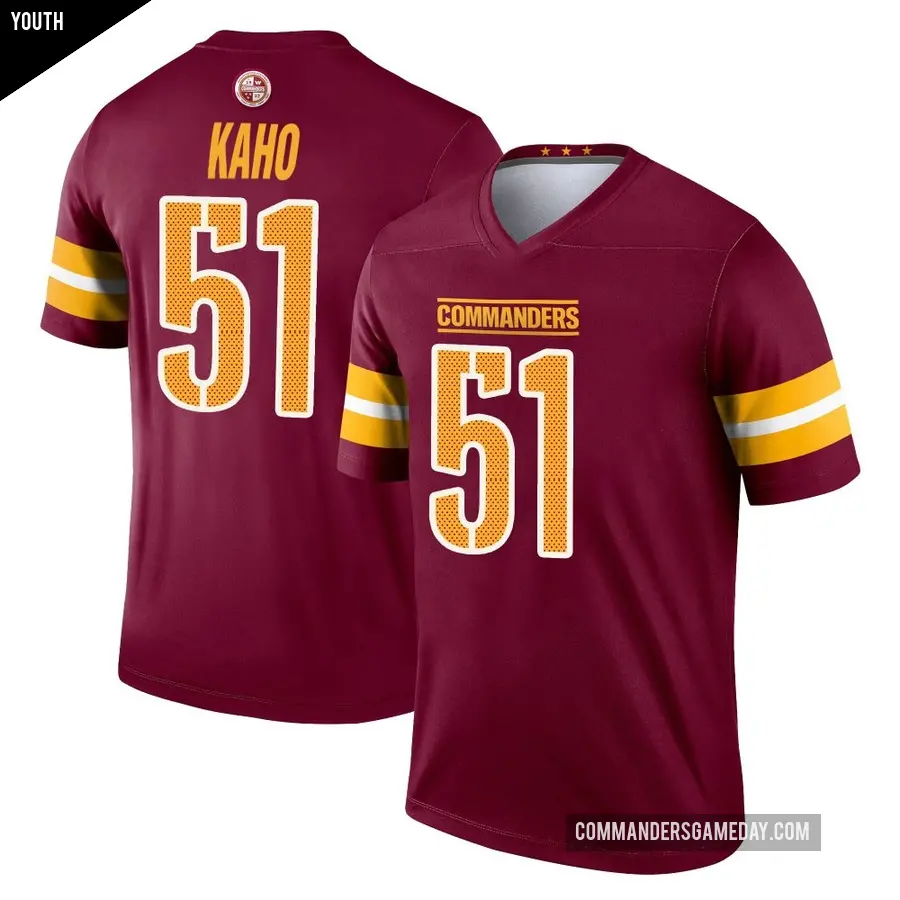 Youth Washington Commanders ＃51 Ale Kaho Legend Burgundy Jersey