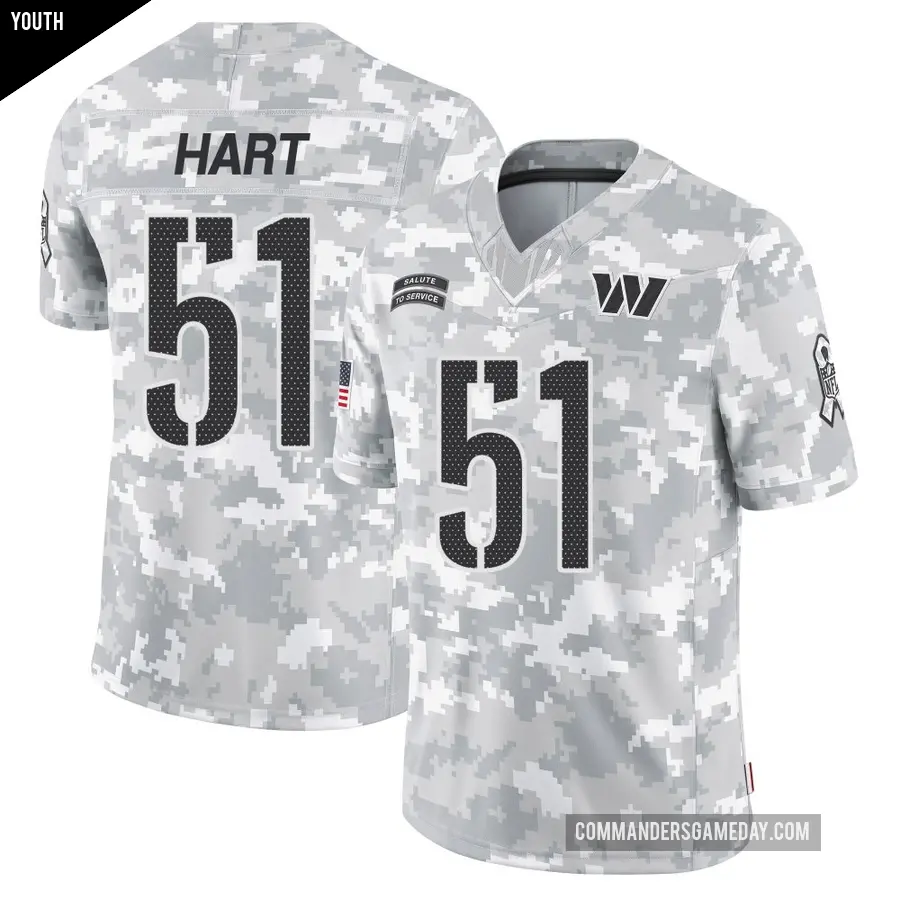 Youth Washington Commanders ＃51 Bobby Hart Arctic Camo Limited 2024 Salute to Service Jersey