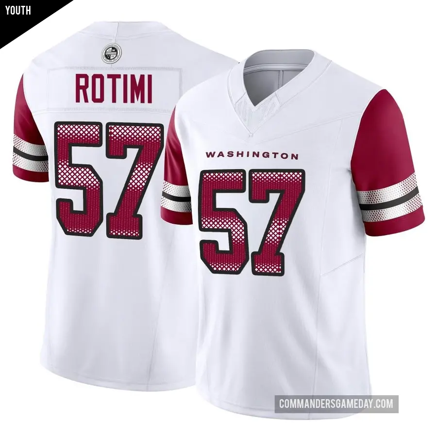 Youth Washington Commanders ＃57 Bunmi Rotimi White Limited Vapor F.U.S.E. Jersey