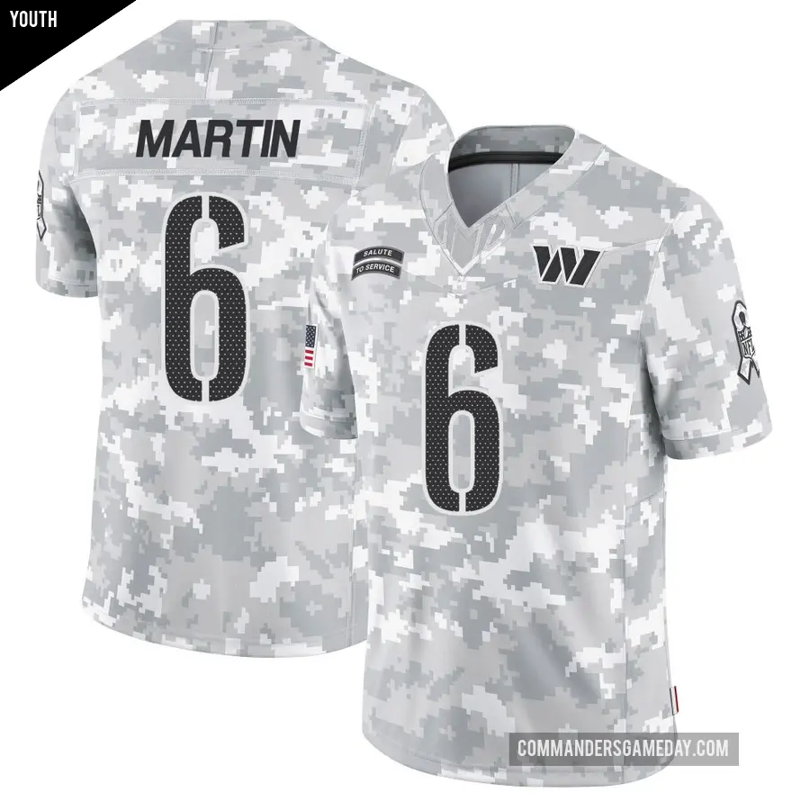 Youth Washington Commanders ＃6 Tay Martin Arctic Camo Limited 2024 Salute to Service Jersey