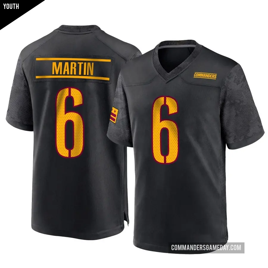 Youth Washington Commanders ＃6 Tay Martin Black Game Alternate Jersey