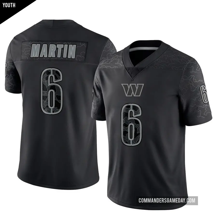 Youth Washington Commanders ＃6 Tay Martin Black Limited Reflective Jersey