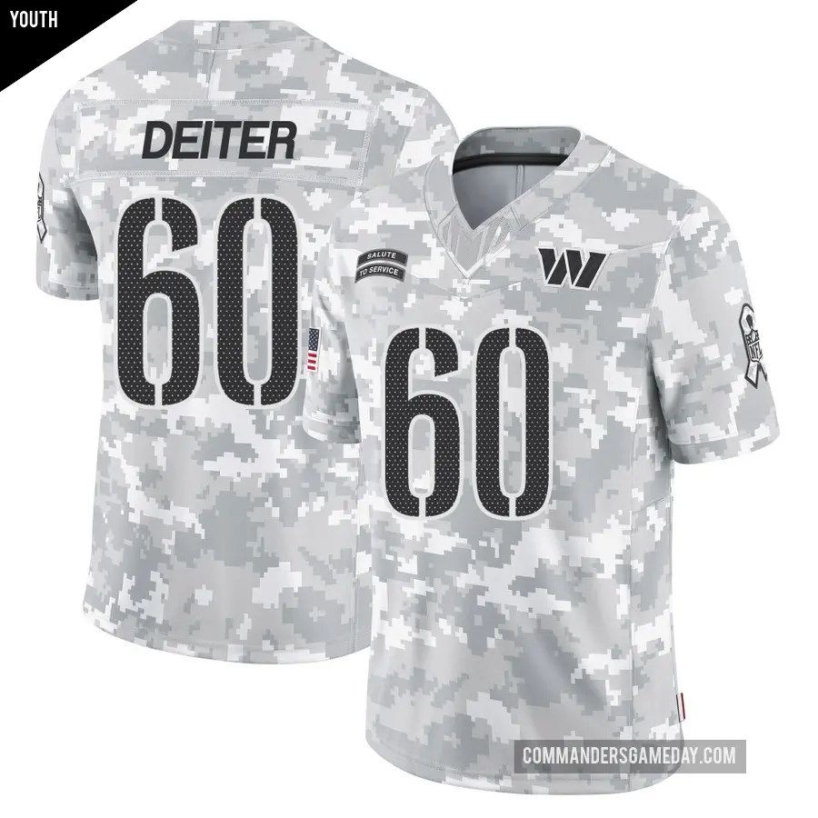 Youth Washington Commanders ＃60 Michael Deiter Arctic Camo Limited 2024 Salute to Service Jersey