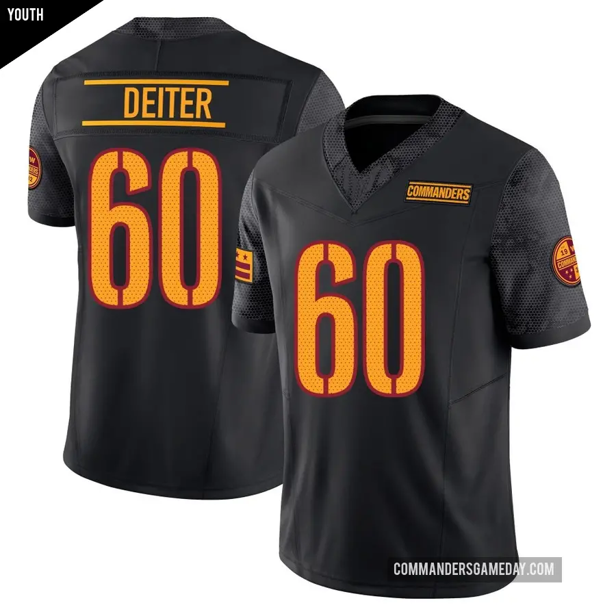 Youth Washington Commanders ＃60 Michael Deiter Black Limited Vapor F.U.S.E. Jersey