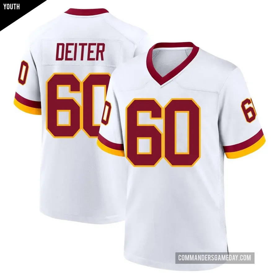 Youth Washington Commanders ＃60 Michael Deiter White Game Jersey