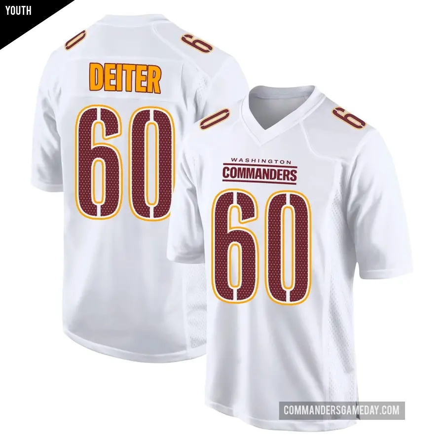 Youth Washington Commanders ＃60 Michael Deiter White Game Tundra Fashion Jersey