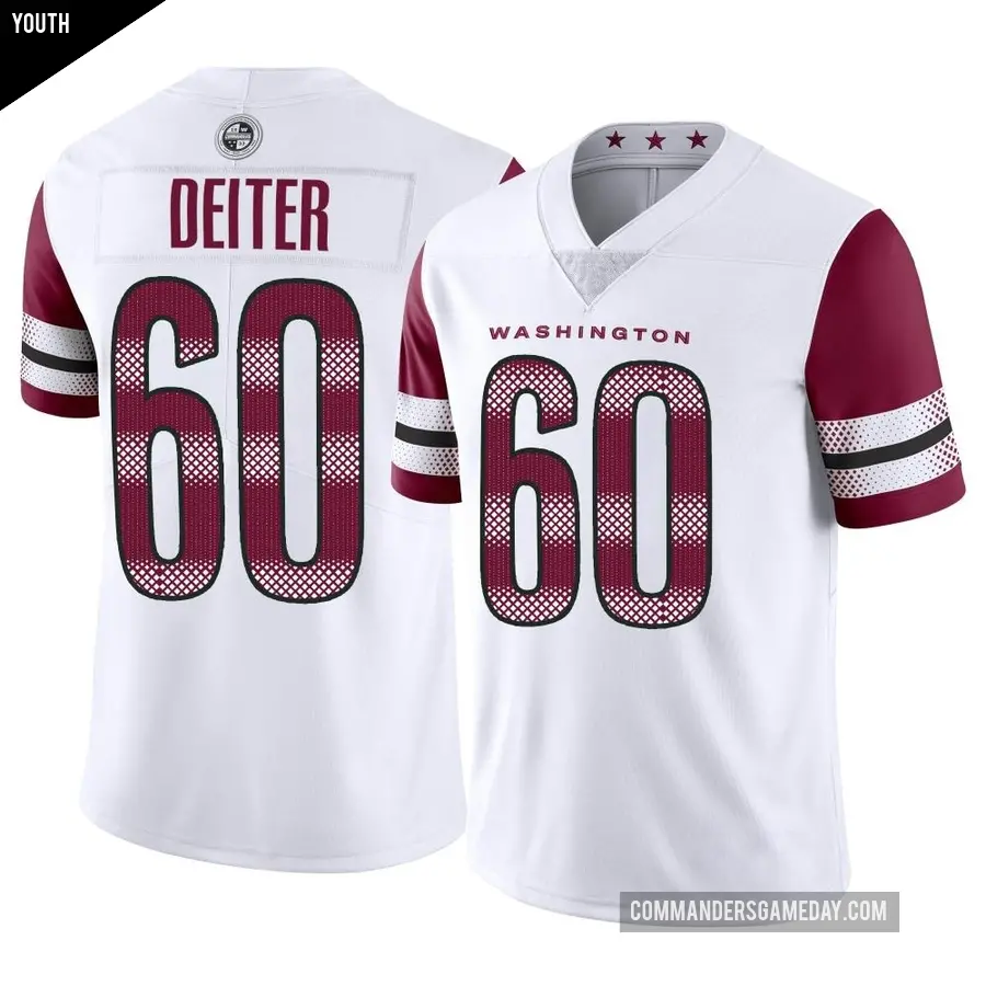 Youth Washington Commanders ＃60 Michael Deiter White Limited Vapor Jersey