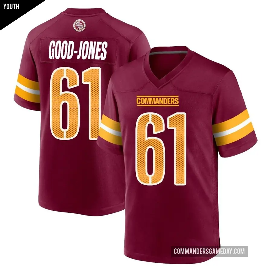 Youth Washington Commanders ＃61 Julian Good-Jones Game Burgundy Jersey