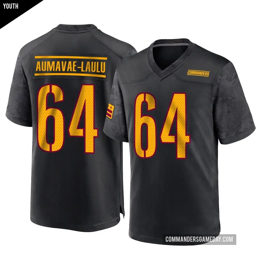Youth Washington Commanders ＃64 Malaesala Aumavae-Laulu Black Game Alternate Jersey