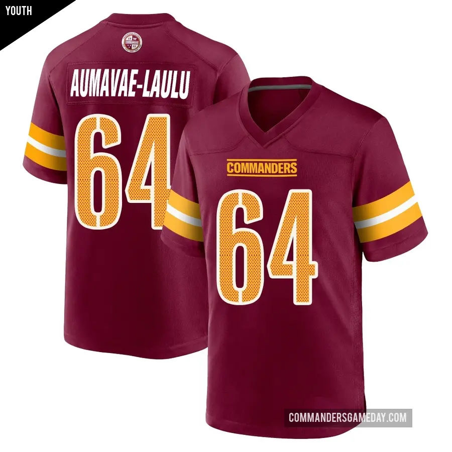 Youth Washington Commanders ＃64 Malaesala Aumavae-Laulu Game Burgundy Jersey