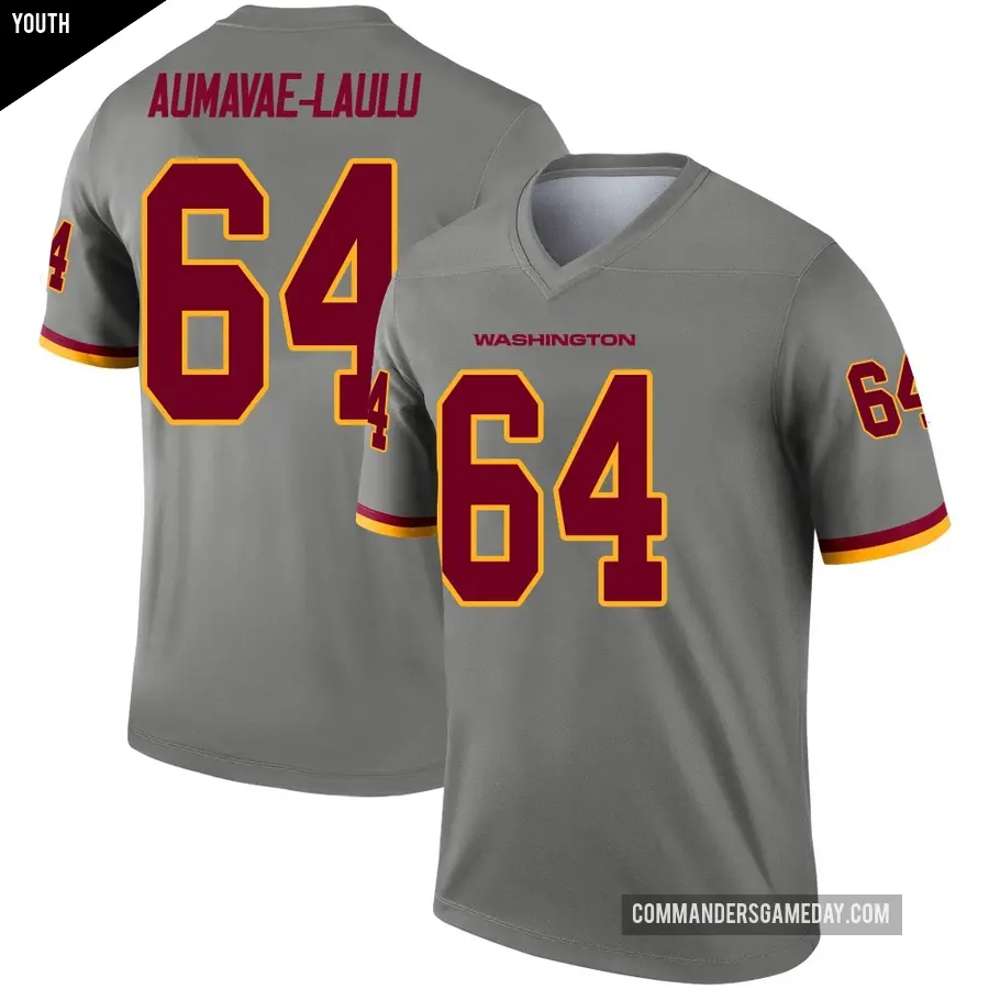Youth Washington Commanders ＃64 Malaesala Aumavae-Laulu Gray Legend Inverted Jersey