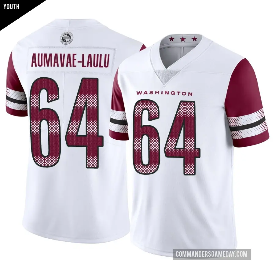 Youth Washington Commanders ＃64 Malaesala Aumavae-Laulu White Limited Vapor Jersey