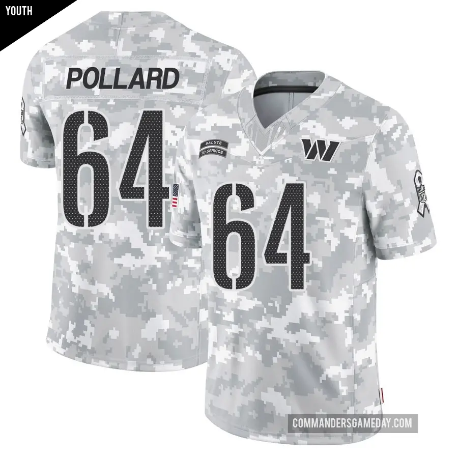 Youth Washington Commanders ＃64 Norell Pollard Arctic Camo Limited 2024 Salute to Service Jersey