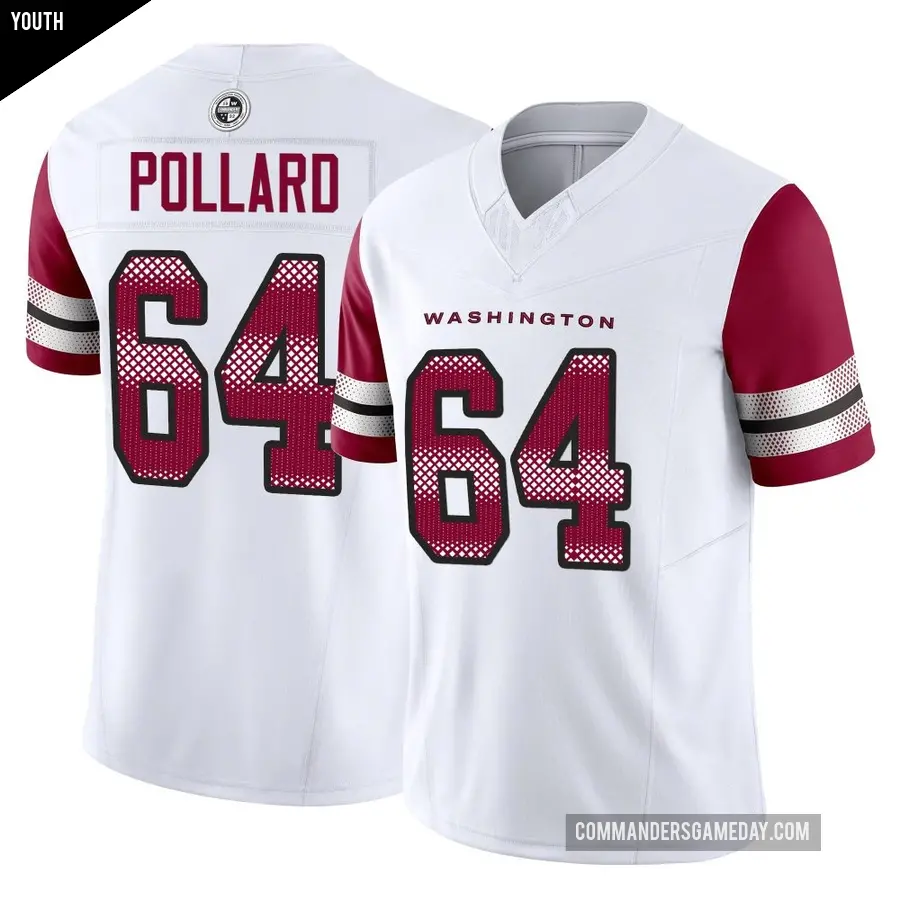 Youth Washington Commanders ＃64 Norell Pollard White Limited Vapor F.U.S.E. Jersey