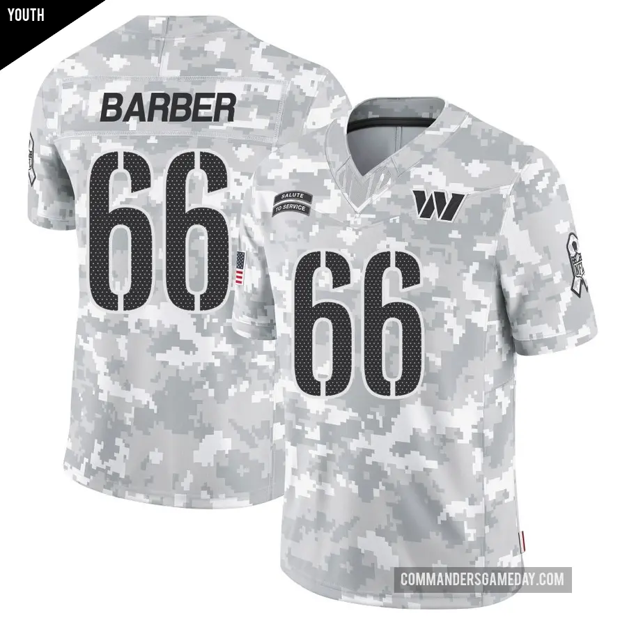 Youth Washington Commanders ＃66 Ricky Barber Arctic Camo Limited 2024 Salute to Service Jersey
