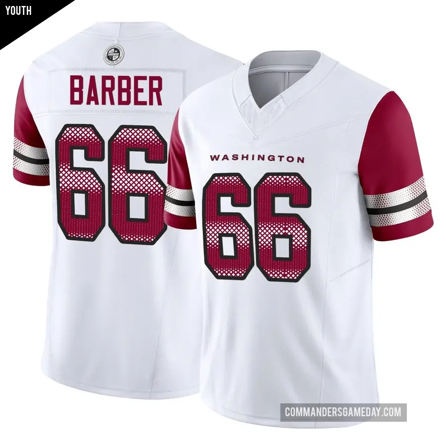 Youth Washington Commanders ＃66 Ricky Barber White Limited Vapor F.U.S.E. Jersey