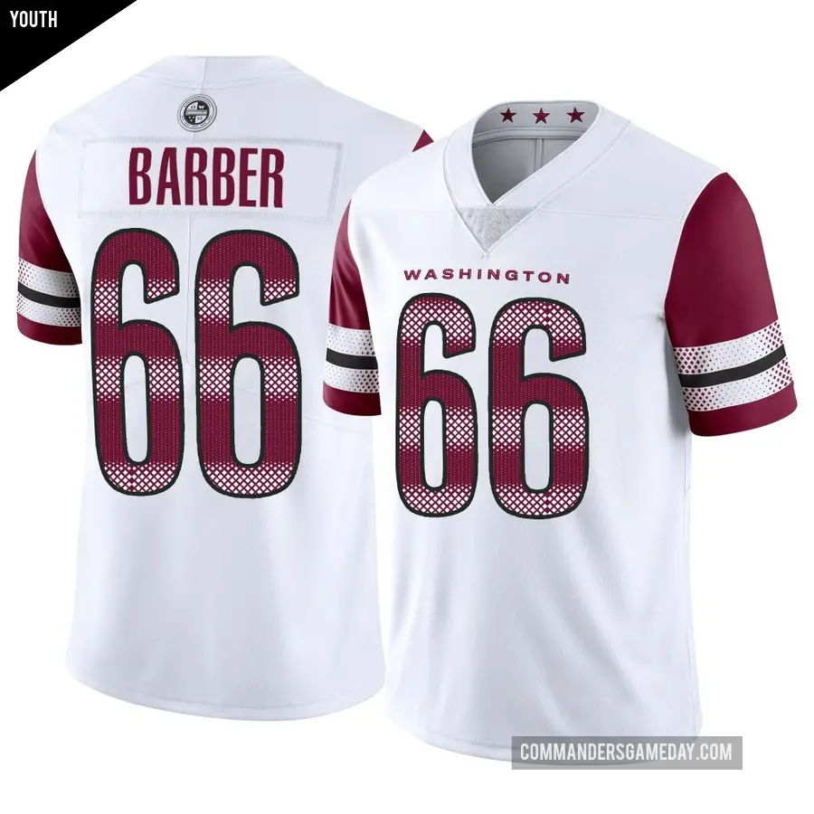 Youth Washington Commanders ＃66 Ricky Barber White Limited Vapor Jersey