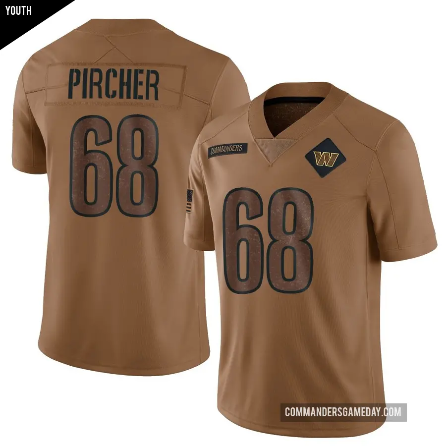 Youth Washington Commanders ＃68 Max Pircher Brown Limited 2023 Salute To Service Jersey