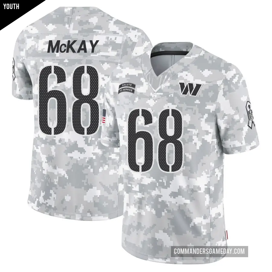 Youth Washington Commanders ＃68 Timothy McKay Arctic Camo Limited 2024 Salute to Service Jersey