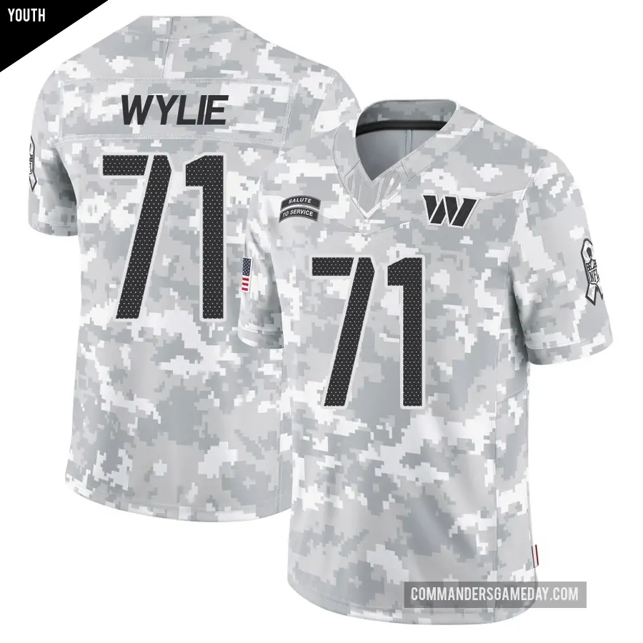 Youth Washington Commanders ＃71 Andrew Wylie Arctic Camo Limited 2024 Salute to Service Jersey