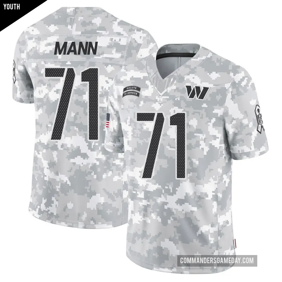 Youth Washington Commanders ＃71 Charles Mann Arctic Camo Limited 2024 Salute to Service Jersey