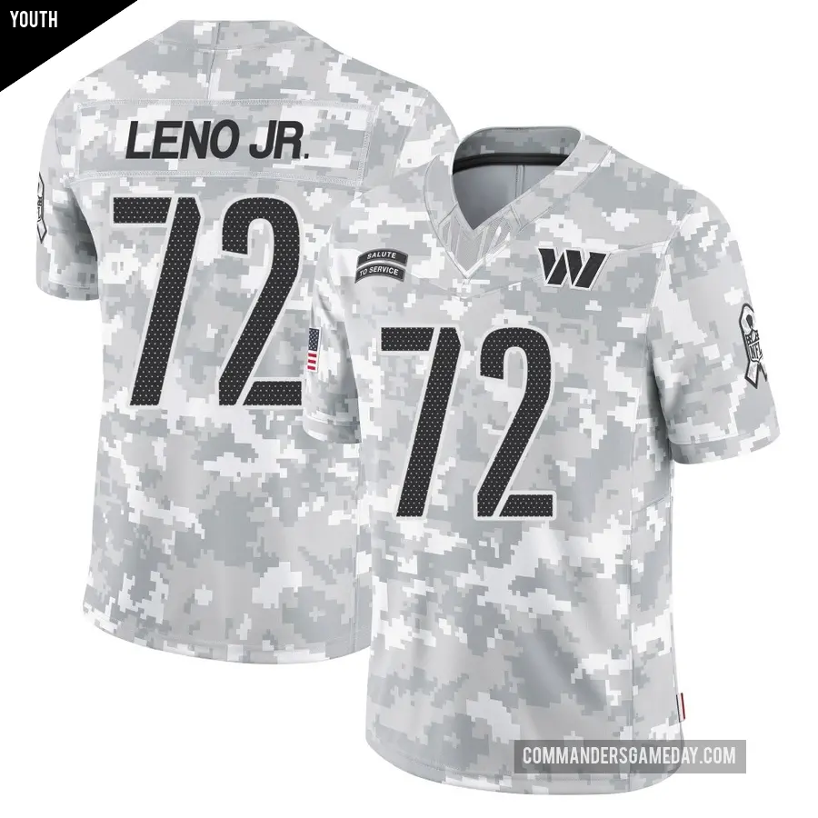 Youth Washington Commanders ＃72 Charles Leno Jr. Arctic Camo Limited 2024 Salute to Service Jersey