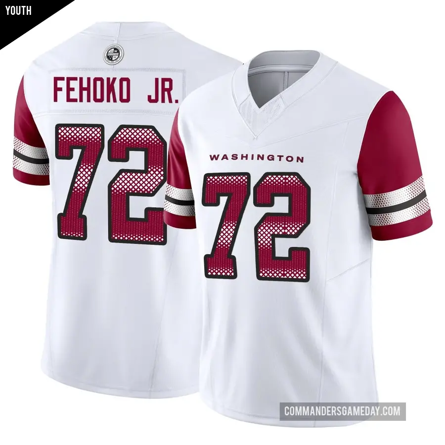Youth Washington Commanders ＃72 Viliami Fehoko Jr. White Limited Vapor F.U.S.E. Jersey