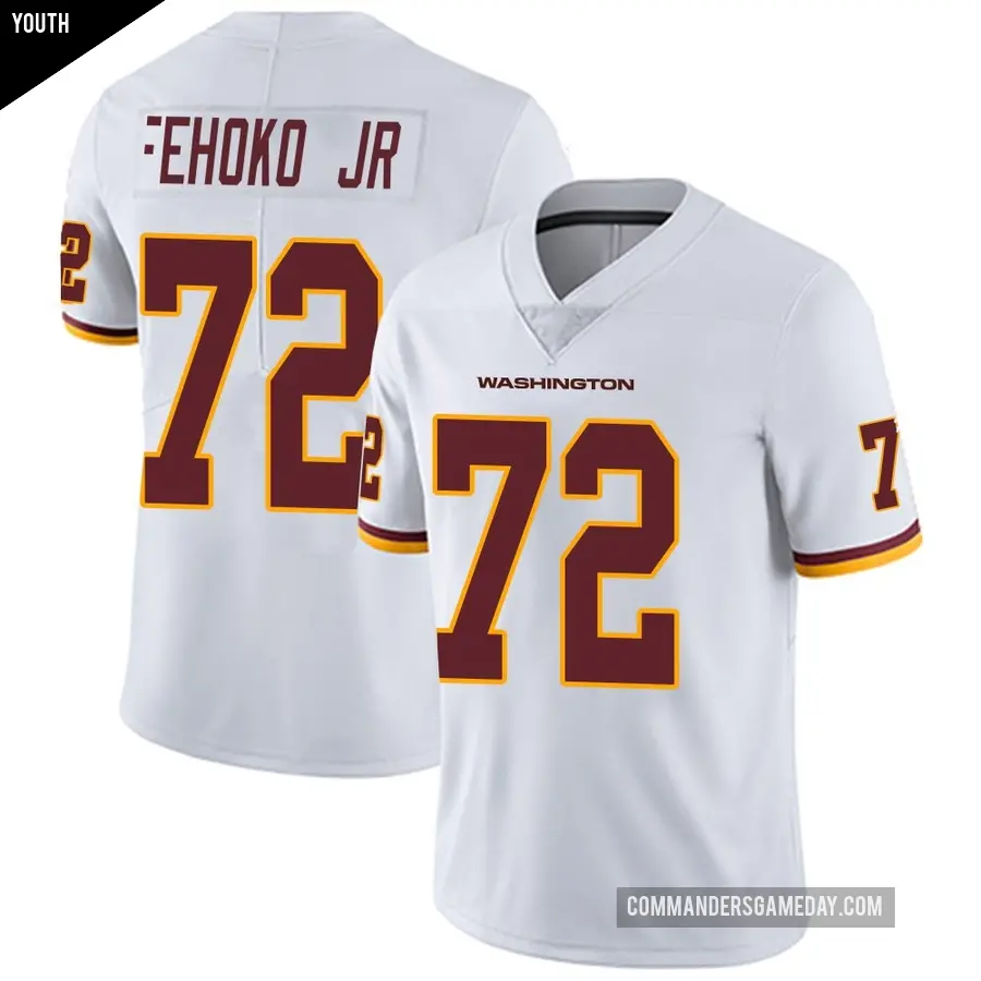Youth Washington Commanders &#65283;72 Viliami Fehoko Jr. White Limited Vapor Untouchable Jersey