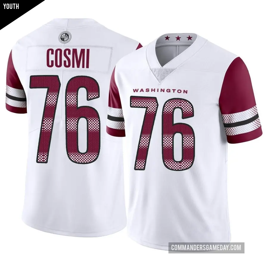 Youth Washington Commanders ＃76 Sam Cosmi White Limited Vapor Jersey