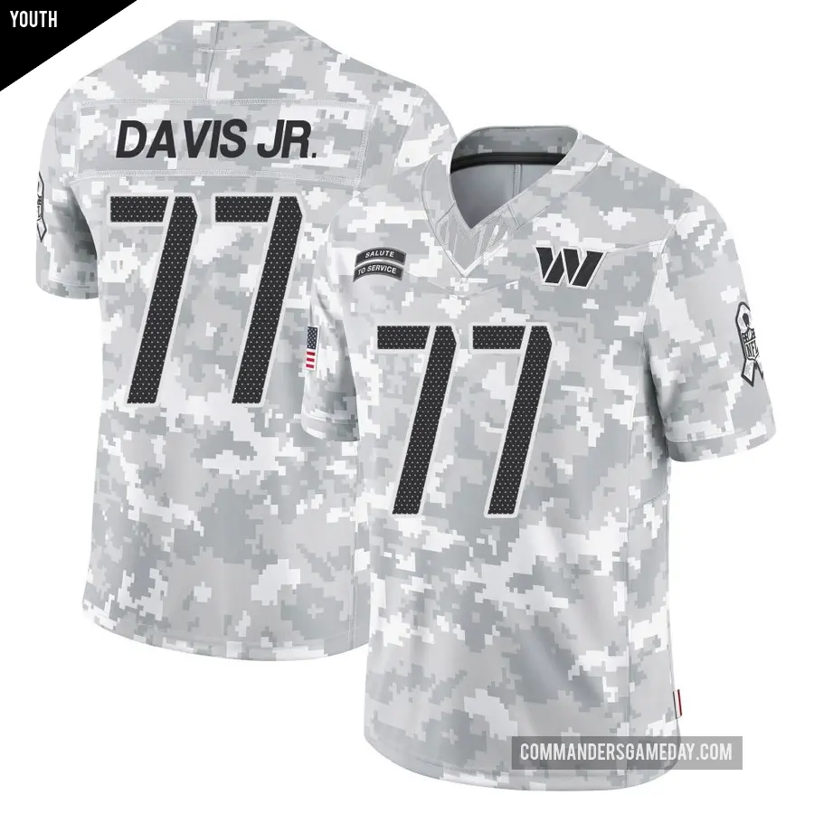 Youth Washington Commanders ＃77 Carl Davis Jr. Arctic Camo Limited 2024 Salute to Service Jersey