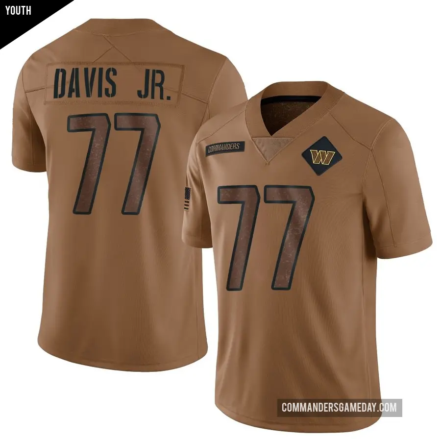 Youth Washington Commanders ＃77 Carl Davis Jr. Brown Limited 2023 Salute To Service Jersey