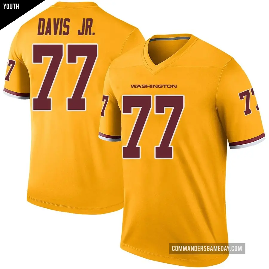Youth Washington Commanders ＃77 Carl Davis Jr. Gold Legend Color Rush Jersey