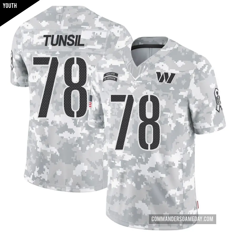 Youth Washington Commanders ＃78 Laremy Tunsil Arctic Camo Limited 2024 Salute to Service Jersey