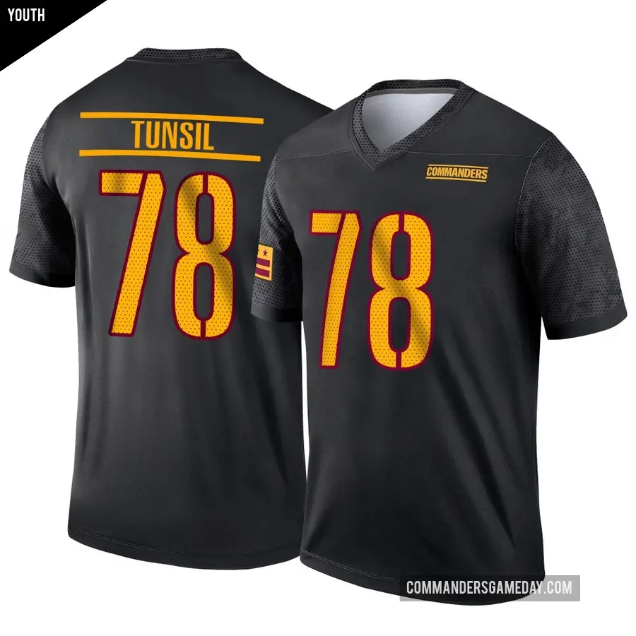 Youth Washington Commanders ＃78 Laremy Tunsil Black Legend Alternate Jersey