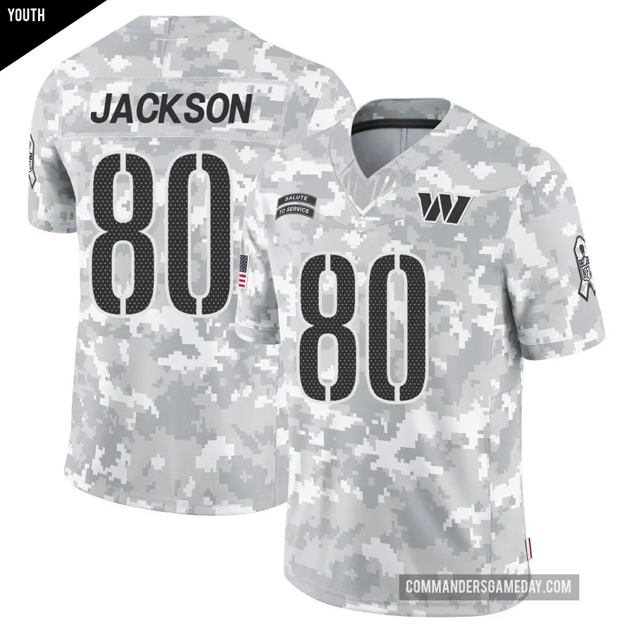 Youth Washington Commanders ＃80 Tyree Jackson Arctic Camo Limited 2024 Salute to Service Jersey