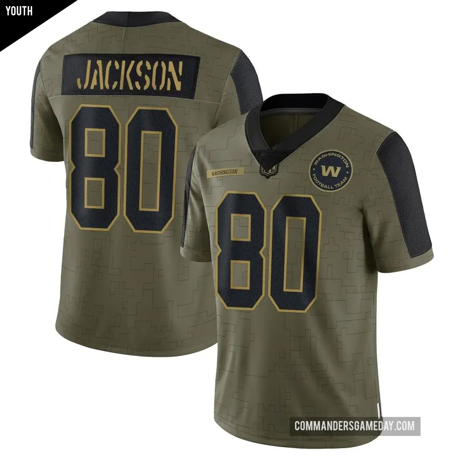 Youth Washington Commanders ＃80 Tyree Jackson Olive Limited 2021 Salute To Service Jersey