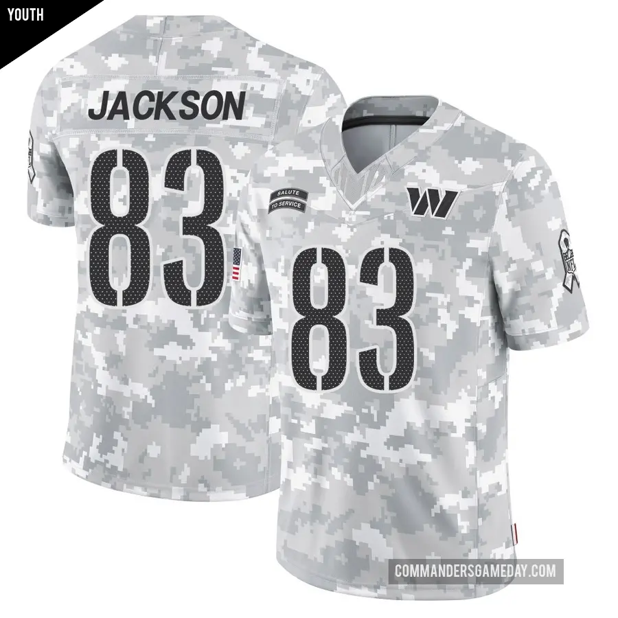 Youth Washington Commanders ＃83 Tyree Jackson Arctic Camo Limited 2024 Salute to Service Jersey