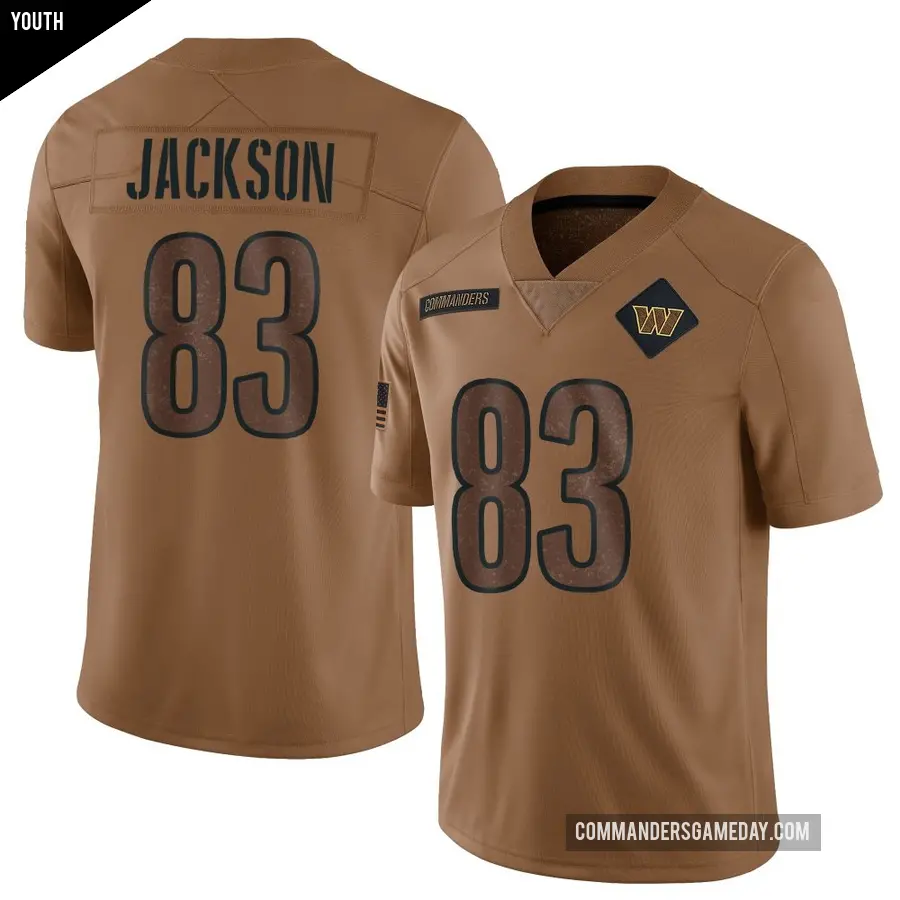Youth Washington Commanders ＃83 Tyree Jackson Brown Limited 2023 Salute To Service Jersey