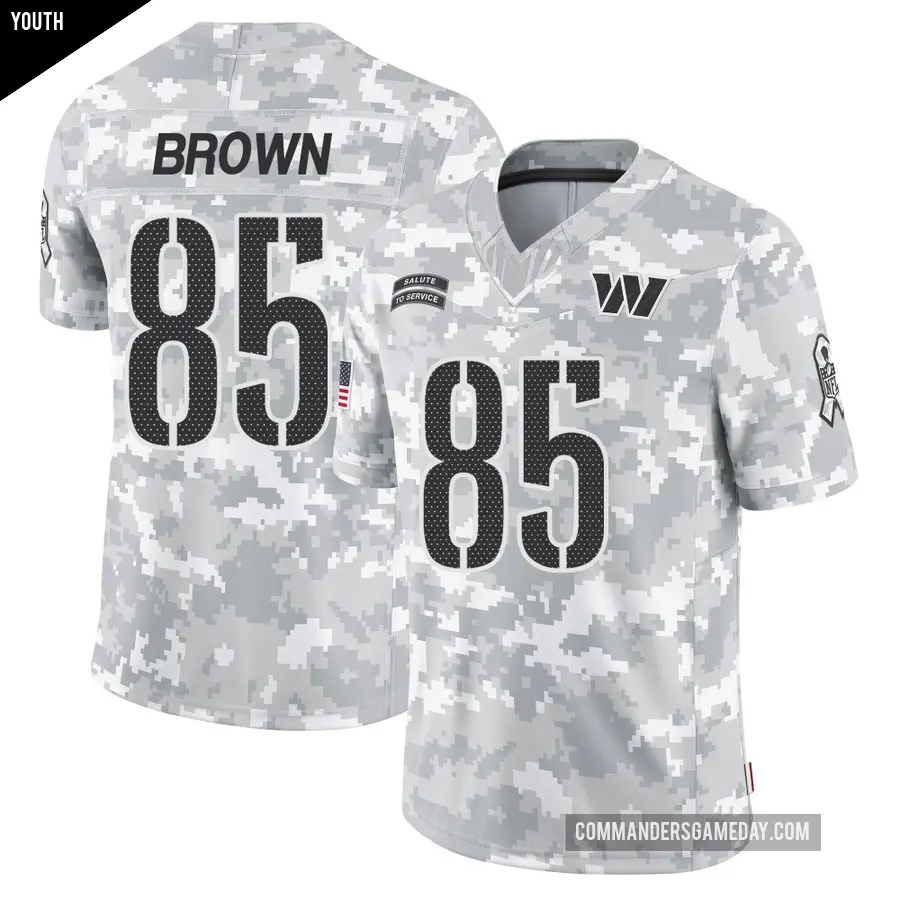 Youth Washington Commanders ＃85 Noah Brown Arctic Camo Limited 2024 Salute to Service Jersey