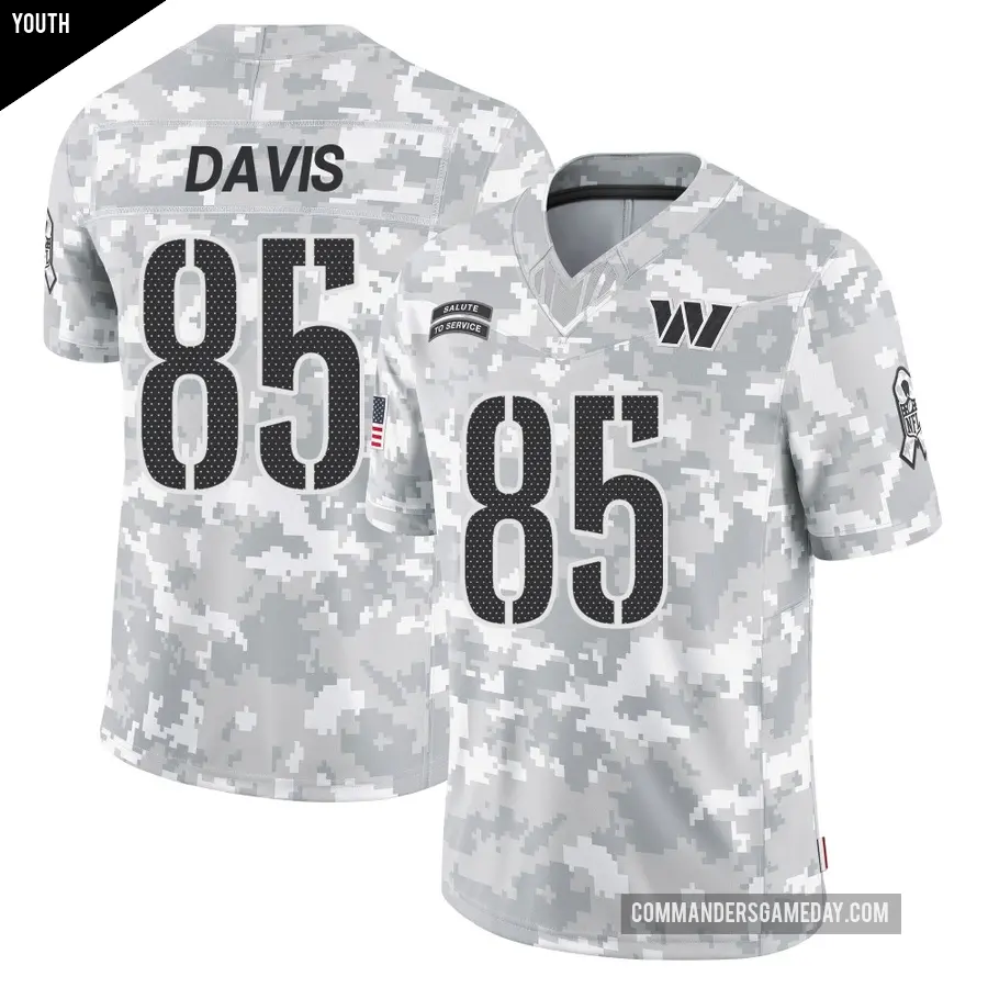 Youth Washington Commanders ＃85 Vernon Davis Arctic Camo Limited 2024 Salute to Service Jersey