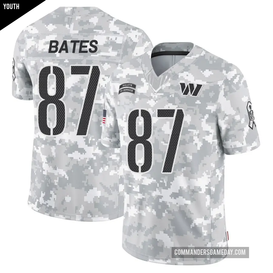 Youth Washington Commanders ＃87 John Bates Arctic Camo Limited 2024 Salute to Service Jersey