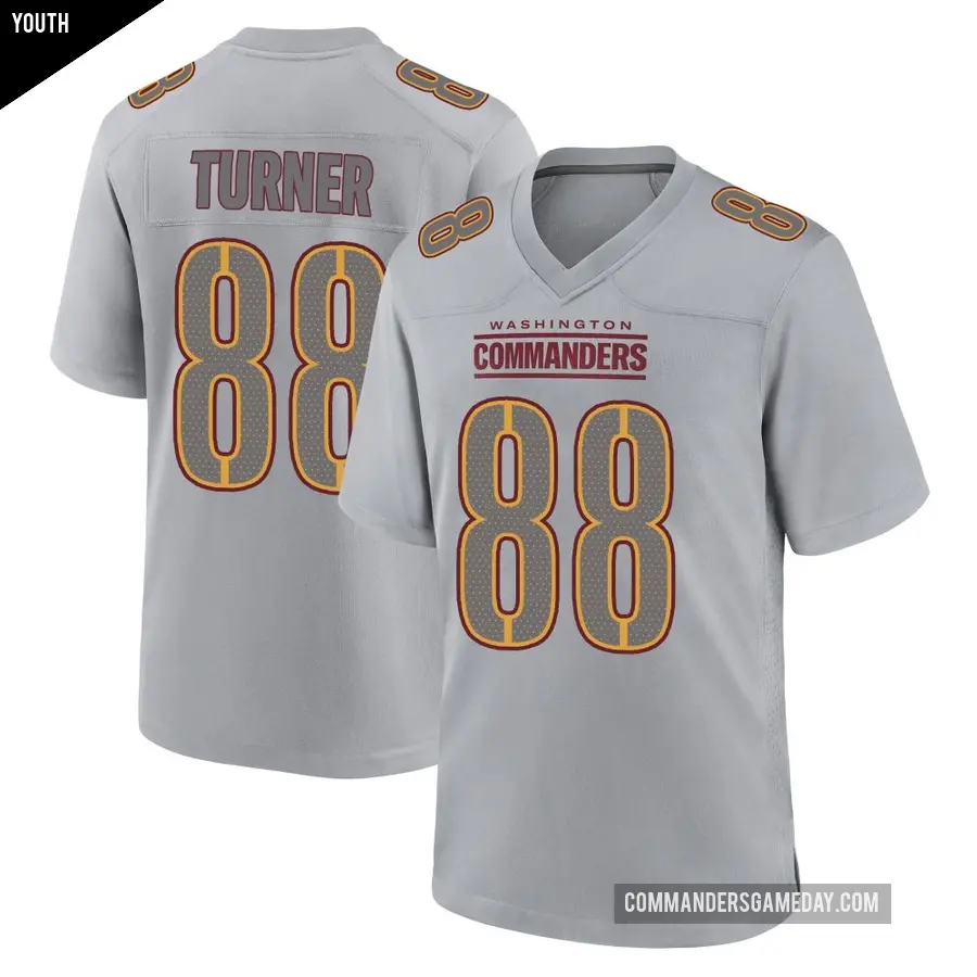 Youth Washington Commanders ＃88 Cole Turner Gray Game Atmosphere Fashion Jersey