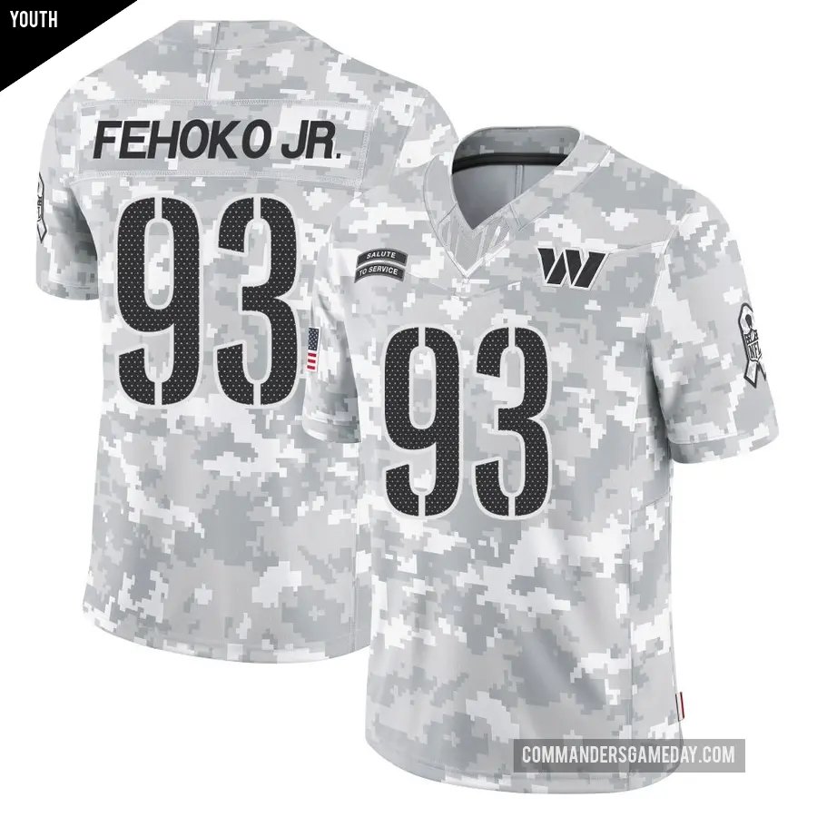Youth Washington Commanders ＃93 Viliami Fehoko Jr. Arctic Camo Limited 2024 Salute to Service Jersey