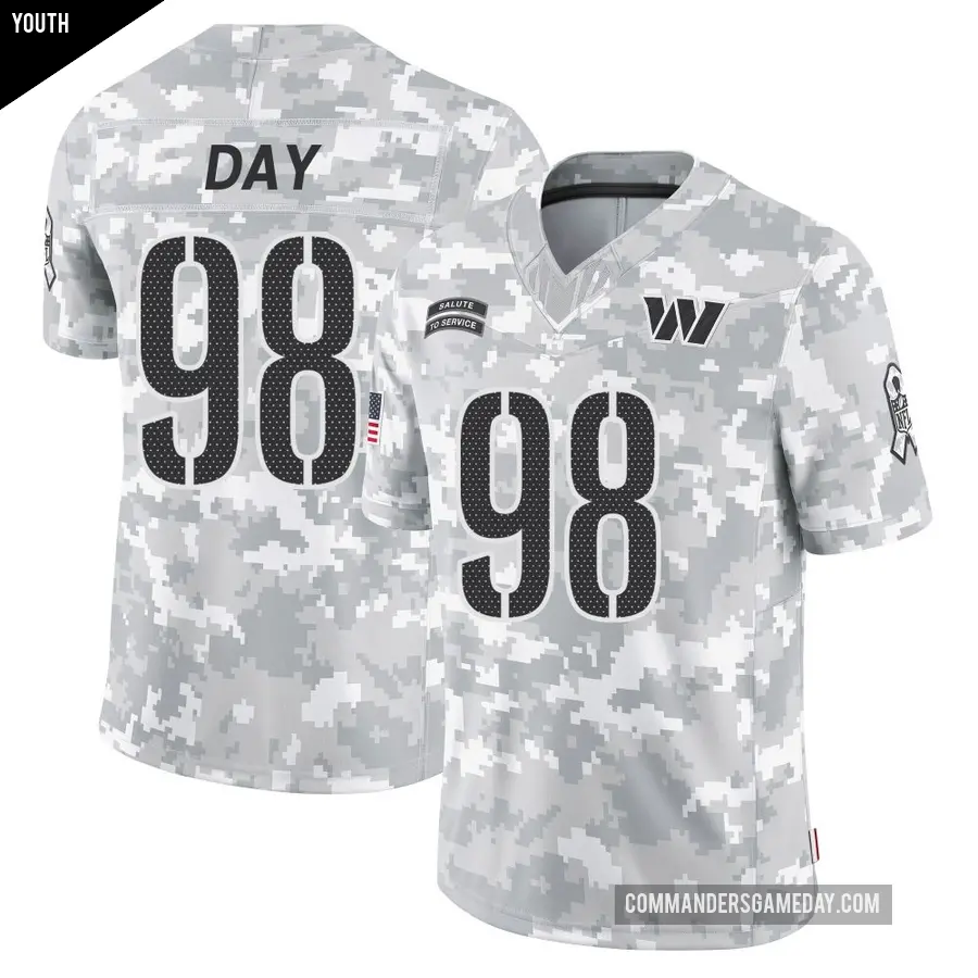 Youth Washington Commanders ＃98 Sheldon Day Arctic Camo Limited 2024 Salute to Service Jersey