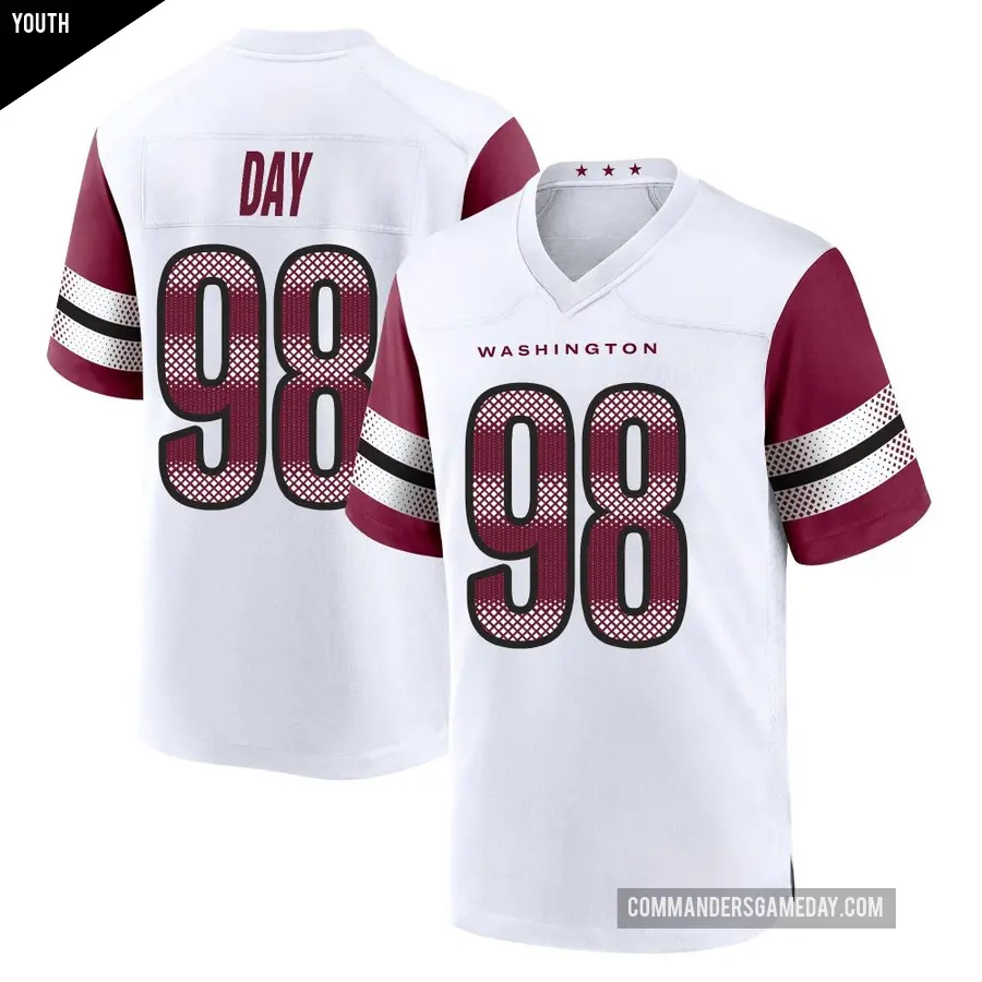 Youth Washington Commanders ＃98 Sheldon Day White Game Jersey