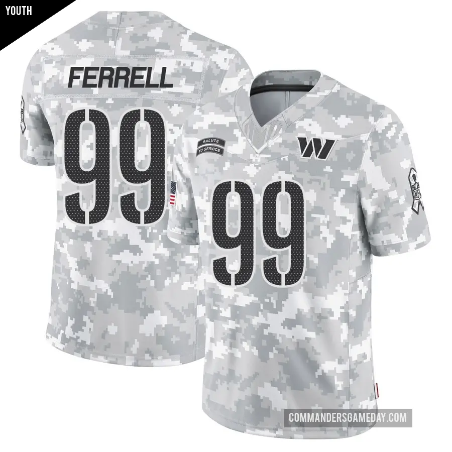 Youth Washington Commanders ＃99 Clelin Ferrell Arctic Camo Limited 2024 Salute to Service Jersey